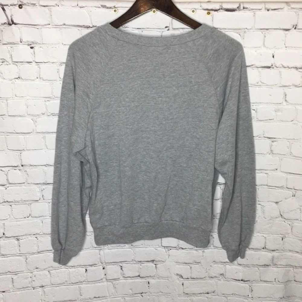 REBELLIOUS ONE grey fleece graphic pullover shirt